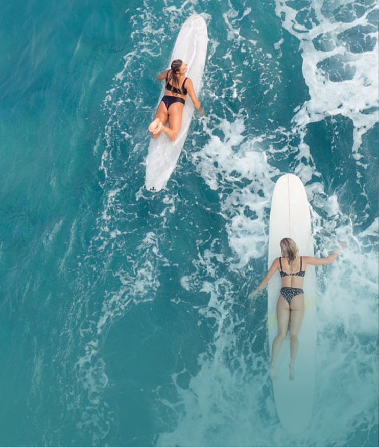 campaign photo, REEF girls surfing